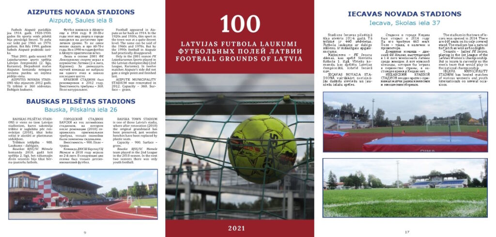 Einblick in das Buch 100 Football Grounds of Latvia.