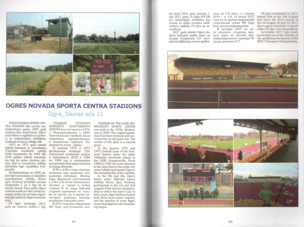 Einblick in das Buch 100 Football Grounds of Latvia.